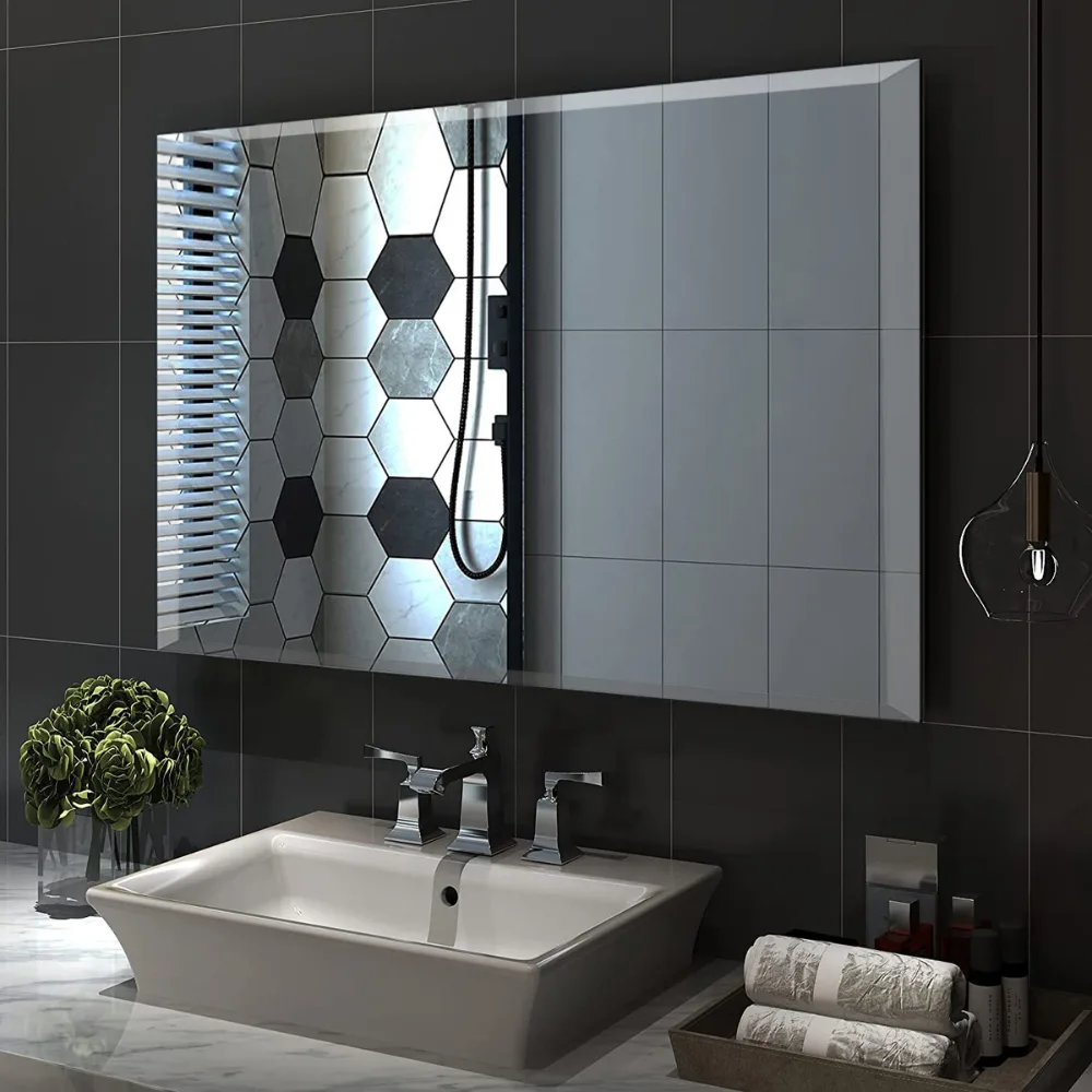 Horizontal Rectangular Bathroom Mirror Bevel Edge Frameless 1200x750mm MB1275