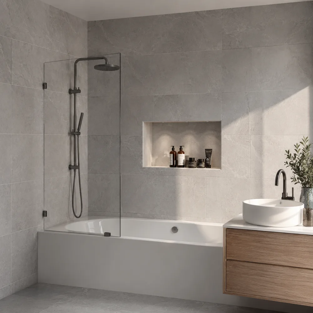 Bath Shower Screen Glass Panel Frameless Clear