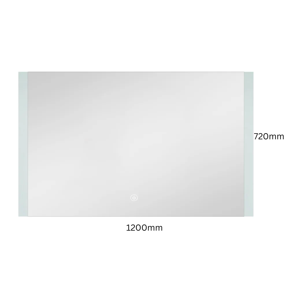 LED Horizontal Rectangular Bathroom Mirror Side Edge Frameless 1200x720mm JPM1272