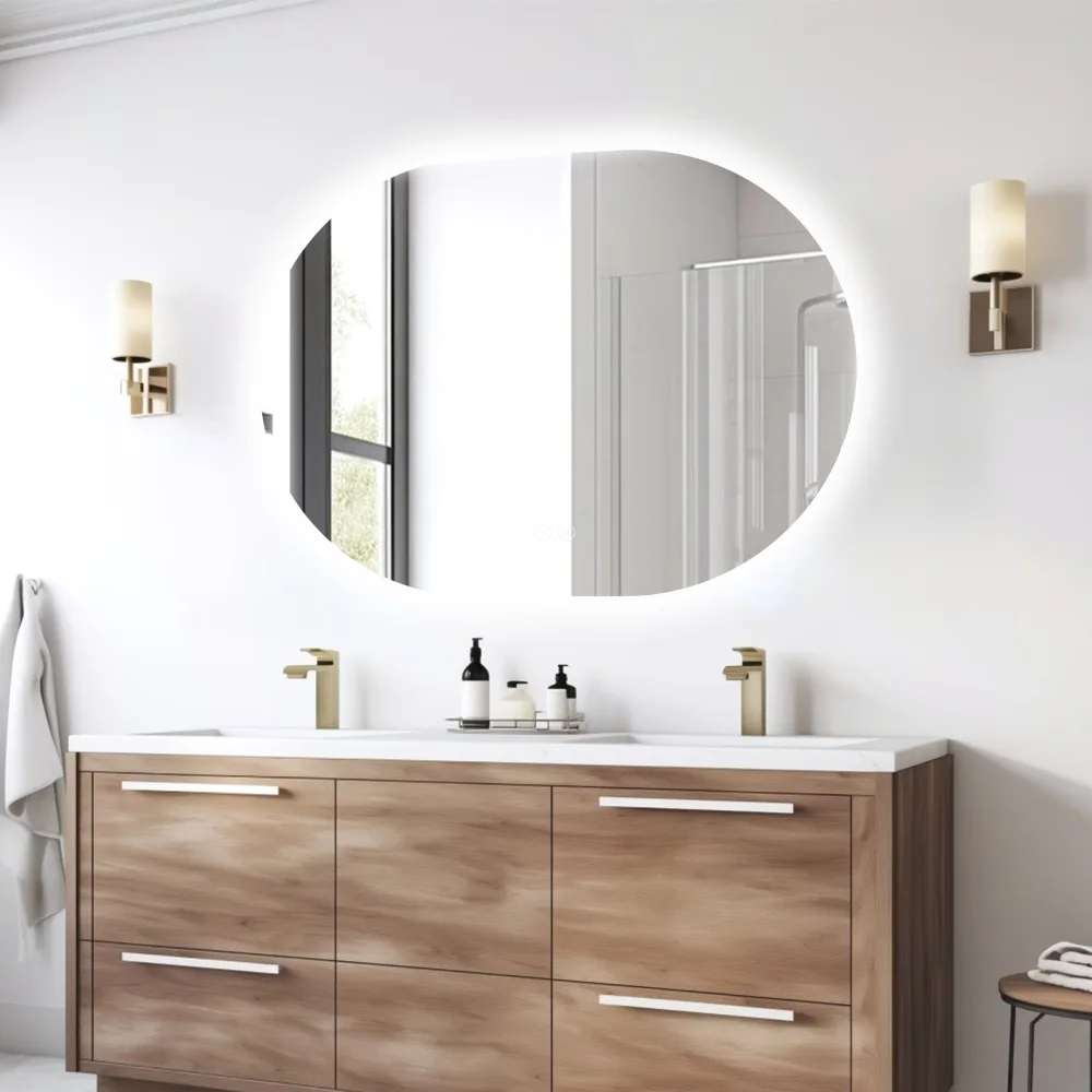 LED Horizontal Oval Bathroom Mirror Frameless 800x600mm