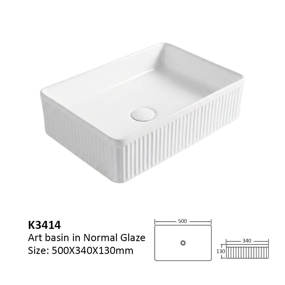 Above-Counter Basin Fluted Rectangular