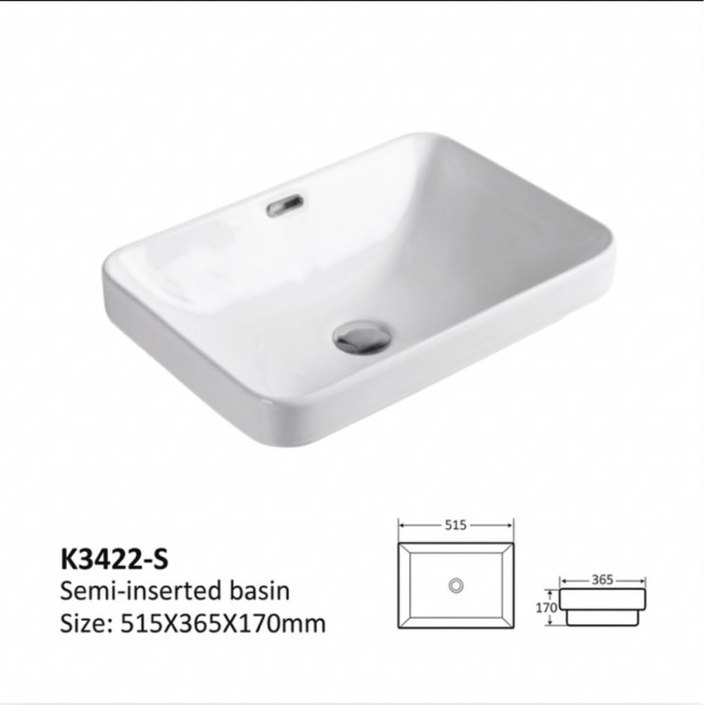 Above-Counter BaSemi-inserted Basin Rectangular