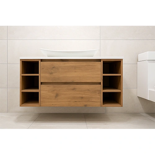 1200mm Wall Hung Vanity with 2 Drawers and Open Shelves