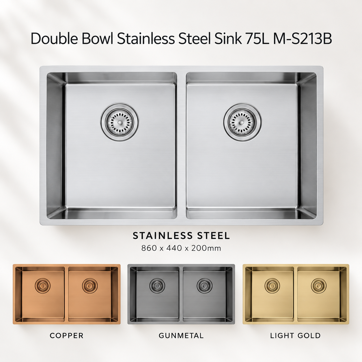 Double Bowl Stainless Steel Sink 75L MS213