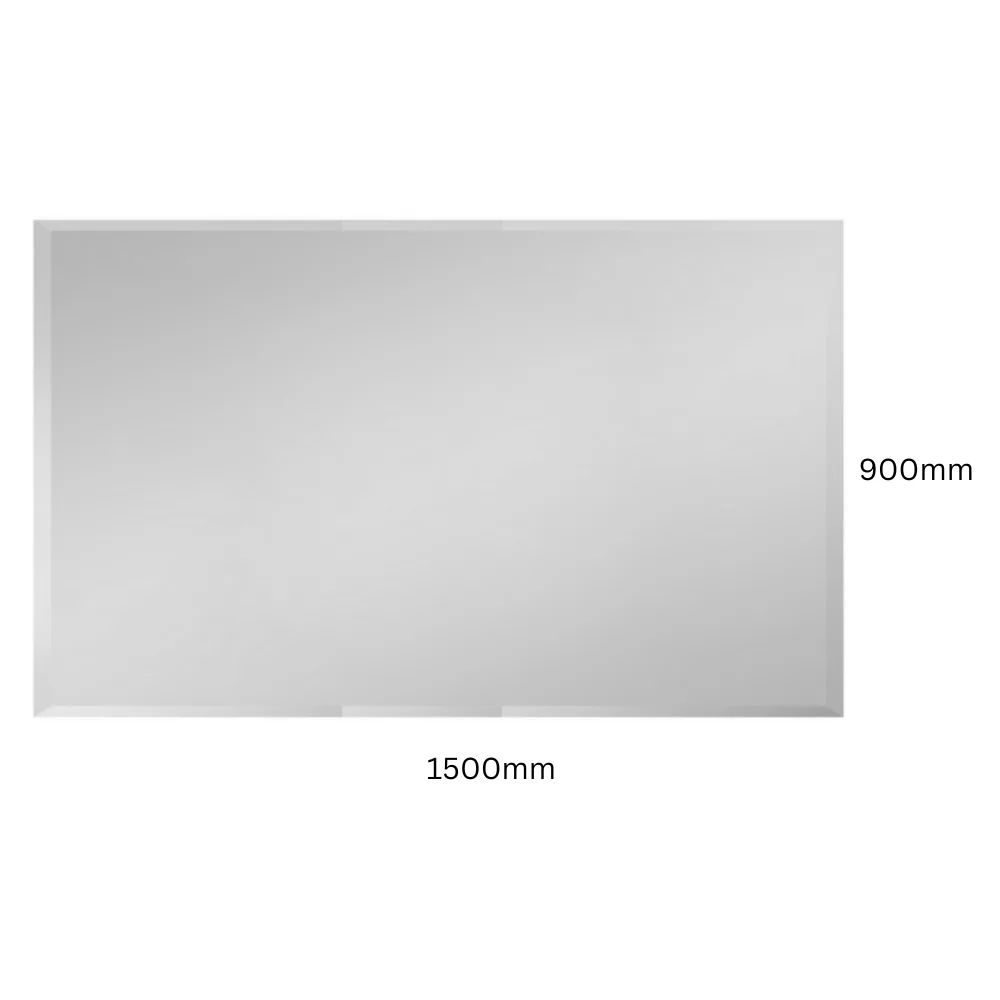 Horizontal Rectangular Bathroom Mirror Bevel Edge Frameless 1500x900mm MB1590