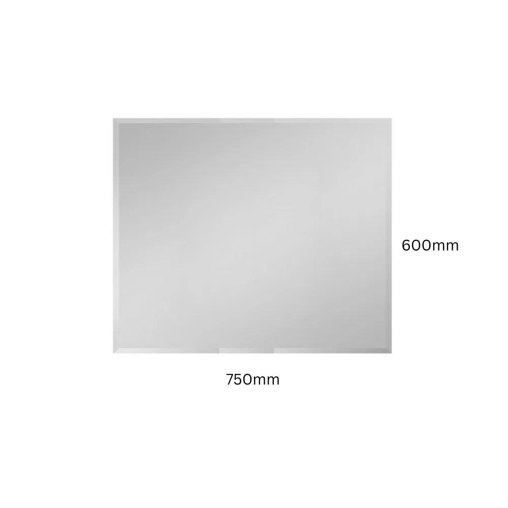 Horizontal Rectangular Bathroom Mirror Bevel Edge Frameless 600x750mm MB675