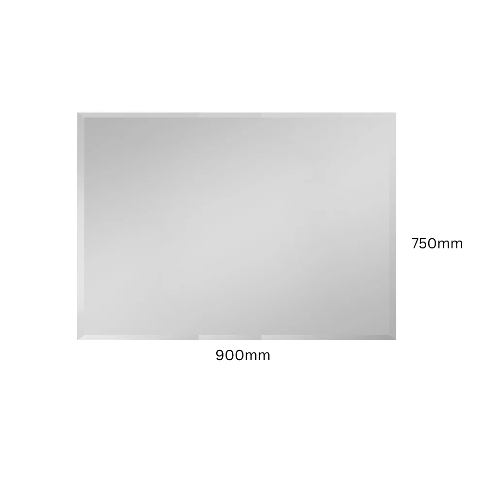 Horizontal Rectangular Bathroom Mirror Bevel Edge Frameless 900x750mm MB975