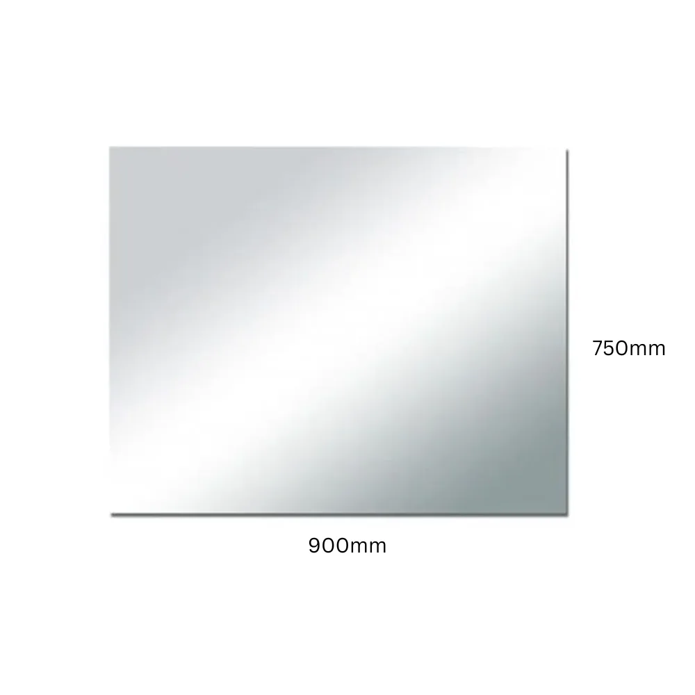 Horizontal Rectangular Bathroom Mirror Staight Edge Frameless 900x750mm MSP975