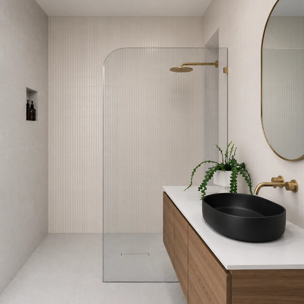 Walk-In Shower Screen Glass Panel Frameless Round Top